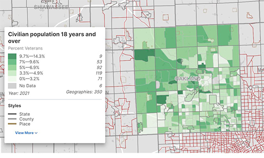 Civilian Population 18 Years and Over Map