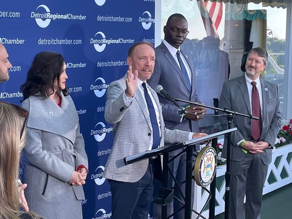 Dave with Whitmer at Project DIAMOnD Press Conference 1