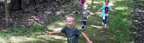 children running outdoors