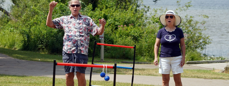 Seniors playing yard games
