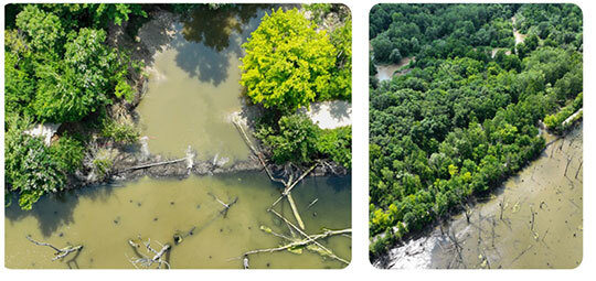 Aeiral view of Clinton River Trail washout. 