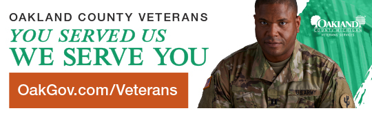 OAKLAND COUNTY VETERANS | You served us We serve you | OakGov.com/Veterans | Photo of a veteran 