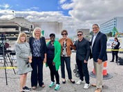 Commissioners attend a press conference on the Downtown Revitalization Project on August 21, 2025