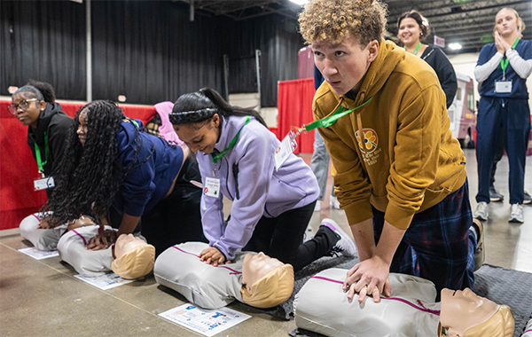 Students in the Health Sciences sector at the 2025 MiCareerQuest event