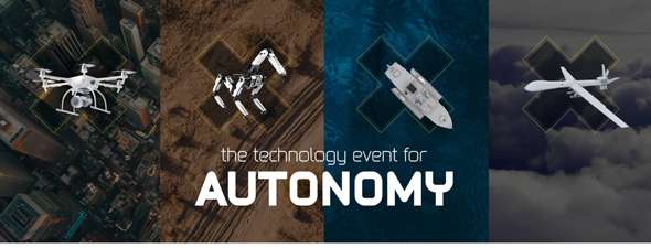 Image of different autonomous vehicles with the words "The Technology Event for Autonomy"