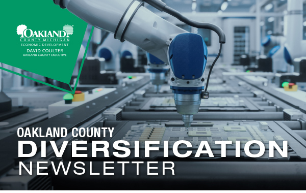 Oakland County Diversification Newsletter | Photo of a manufacturing robot.