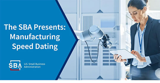 SBA Presents: Manufacturing Speed Dating | Photo of a professional holding a tablet next to a robotic arm