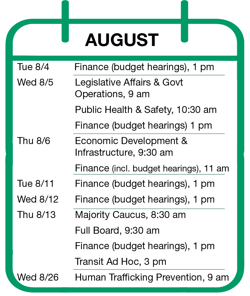 August Board meeting calendar. Visit OakGov.com/BOC for updates.