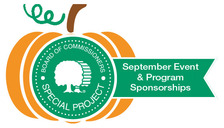 The Board's Special Projects green and white logo inset on top of an illustrated orange pumpkin