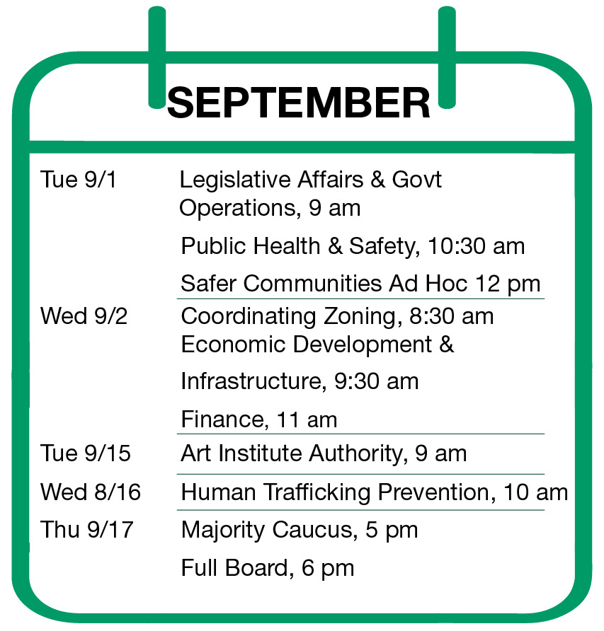 September calendar of meetings by the Board - visit OakGov.com/BOC for updates
