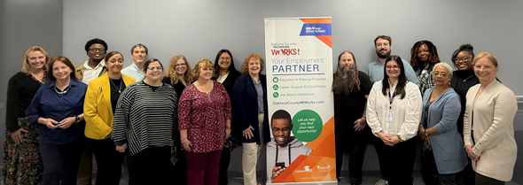Group shot of the Oakland County Michigan Works Southfield office team.