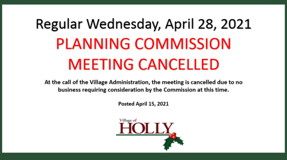 April 21 Planning cancel 