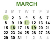 March 2020 calendar