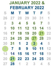 Jan Feb 2022 calendar