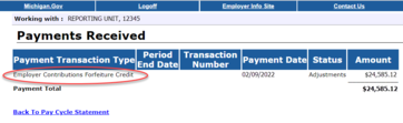 Employer statement - Payments Received section