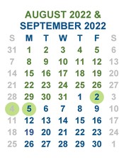 Calendar August September 2022