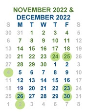 November and December 2022