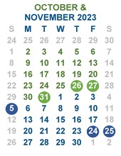 October and November 2023 calendar