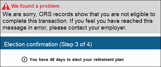 error message a new hire may see in miAccount