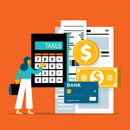 Person working on taxes graphic