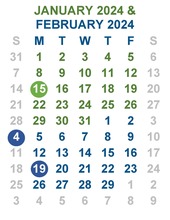 Jan 2024 Calendar 2 months