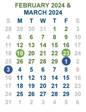 Feb to March 2024 calendar