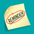 Reminder sticky note on green background