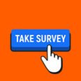 Blue survey button that says "take survey"