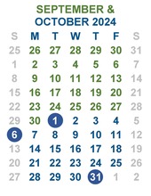 Calendar - September and October 2024