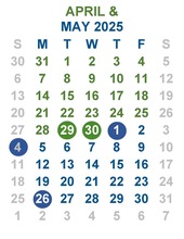 April May 2025 calendar