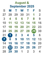 Aug. Sept. calendar