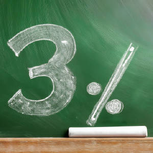 3 percent on chalkboard