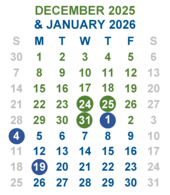 December January calendar