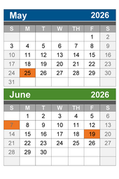 Decorative image May June calendar