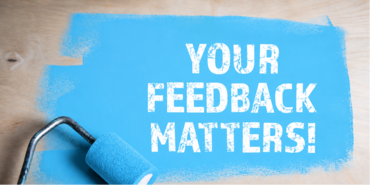 your feedback matters on a blue background