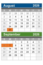August/September calendar