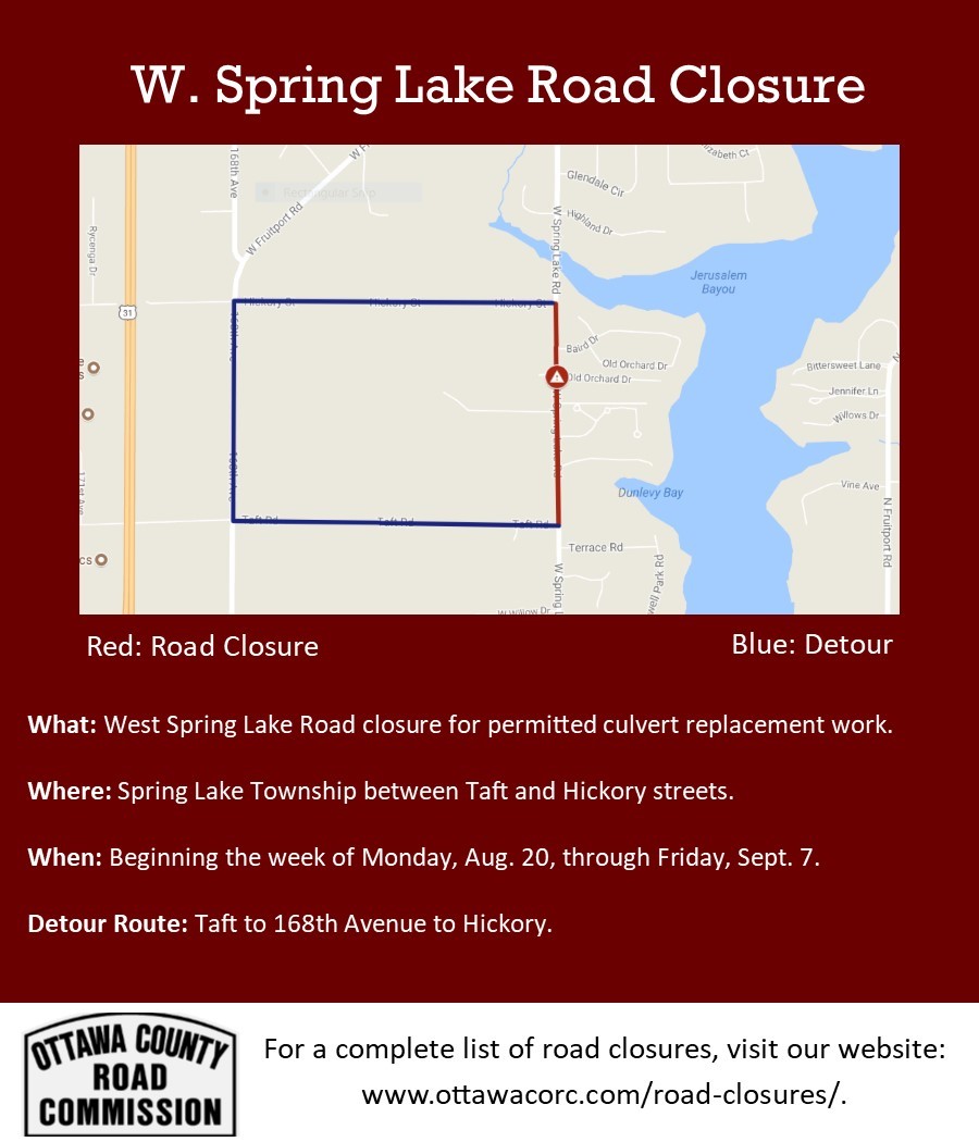 West Spring Lake Road Closure