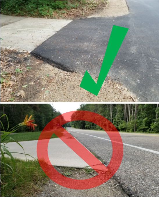 Example of good and bad driveways per the OCRC driveway policy