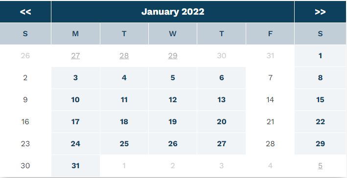 VWM January Calendar