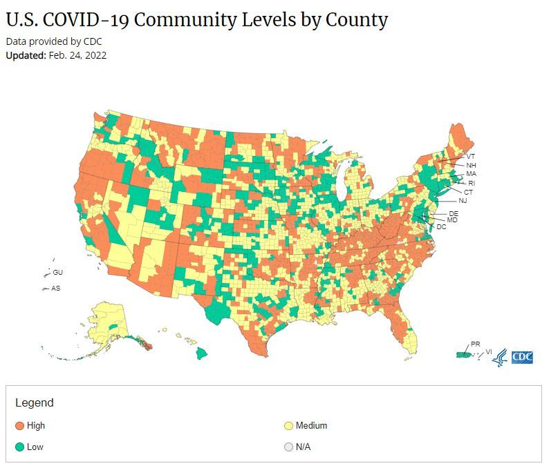 Community levels by county