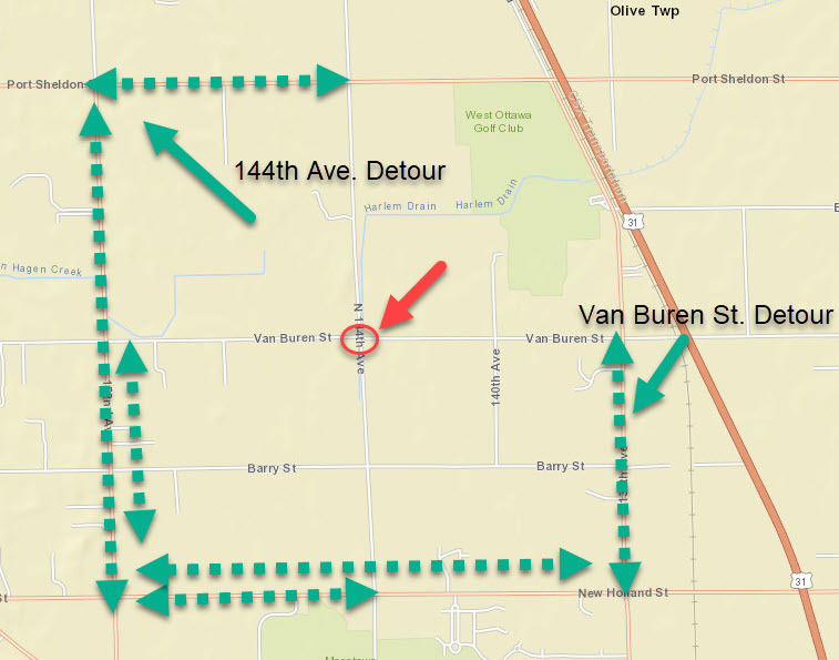 Road Closure 144th Ave At Van Buren St Olive Twp 0329