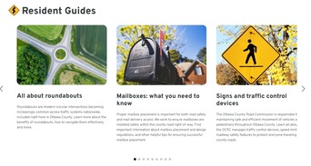 Screenshot of the Ottawa County Road Commission website’s Resident Guides section featuring various topics