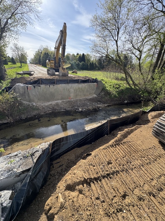 Construction work underway on the Adams St. bridge rehabilitation project in Jamestown Twp.