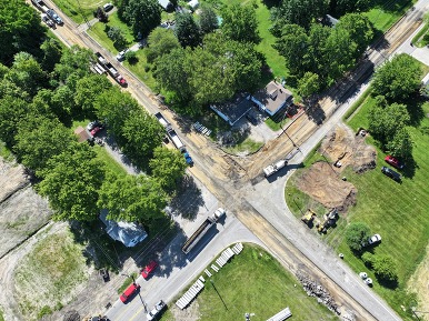 Milling machine grinding pavement at 120th Ave. and Port Sheldon St. roundabout location