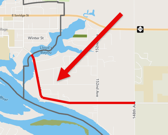 Map showing Leonard St. resurfacing work between Spring Lake Village and 148th Ave in Spring Lake Township