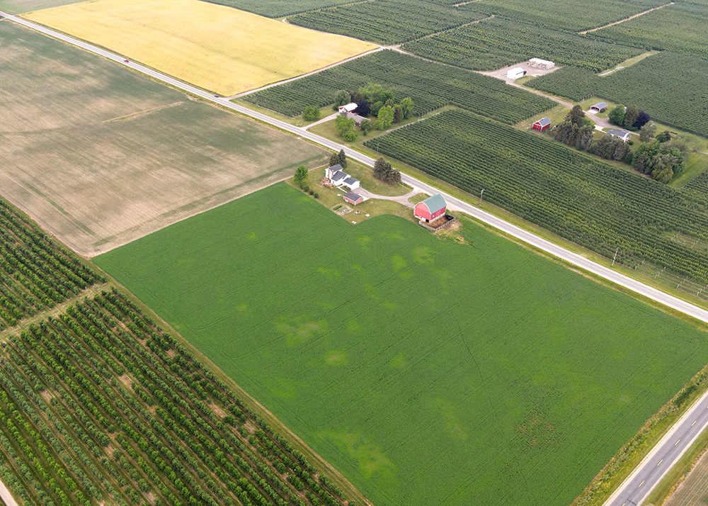 Aerial view of Klein family farm - Chester Township, Michigan