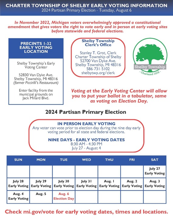 Shelby Township Early Voting Center open until Aug. 4 for primary election