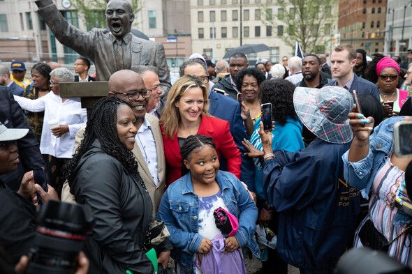 Secretary Benson at MLK Statue Unveiling in Hart Plaza