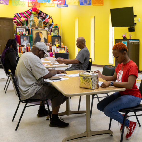 Clinic attendees take test