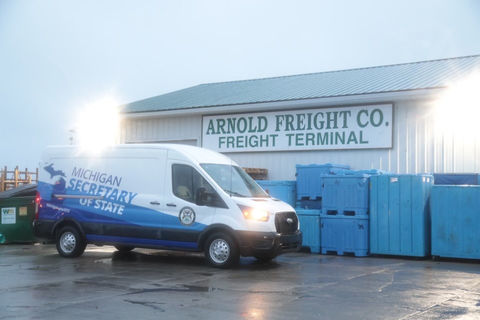 Secretary of State Mobile office on the ferry dock in St. Ignace